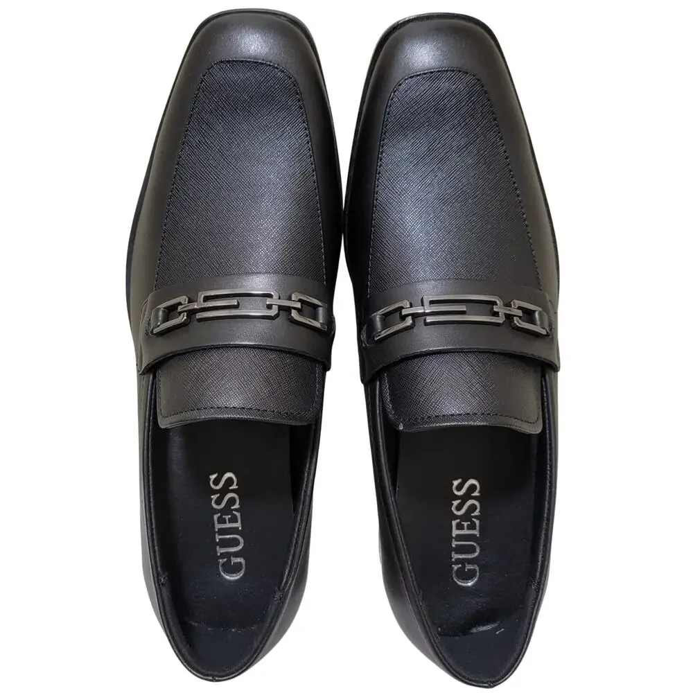 GUESS Men Hendo Slip On Horsebit Loafers Size US 7.5M Black Faux Leather